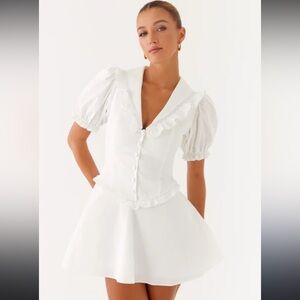 Pepper Mayo Women’s 4 White Ruffle Seana Mini Dress NEW